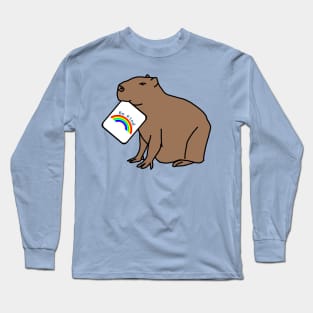 Cute Capybara Says Be Kind With a Rainbow Long Sleeve T-Shirt